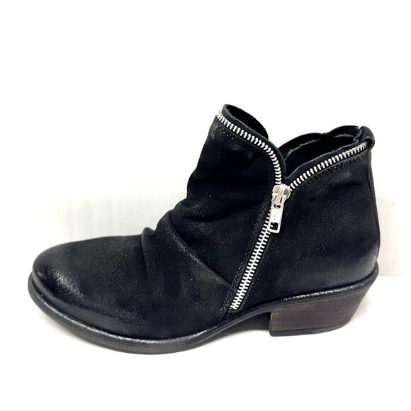 MIZ MOOZ NUBUCK LEATHER BOOTIE SIDE ZIP AROUND BLACK 37EU / 7US NEW # Z-134 - Picture 4 of 5